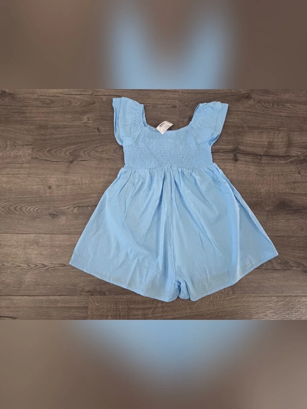 Girls smocked clip dot romper size 10/12 NWT